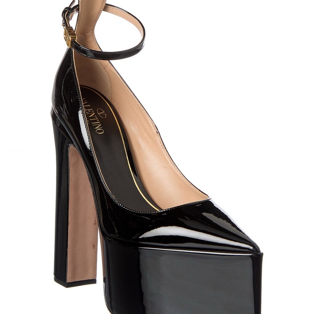 Valentino Garavani Black Tan-Go Patent Leather Platform Pumps - Worn Once (39.5)